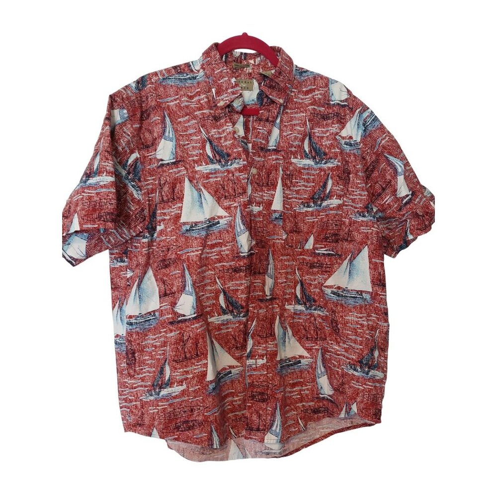 Natural Issue Mens Short Sleeve Sailboat Print Button-Up Shirt